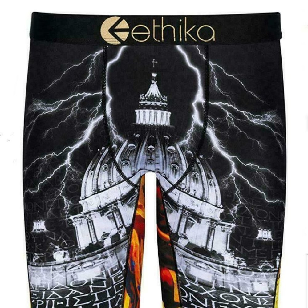 ETHIKA BOXERS HIGHER POWER GOD Vatican BRIEFS LONG BRIEFS UNDERWEAR NEW Mens L